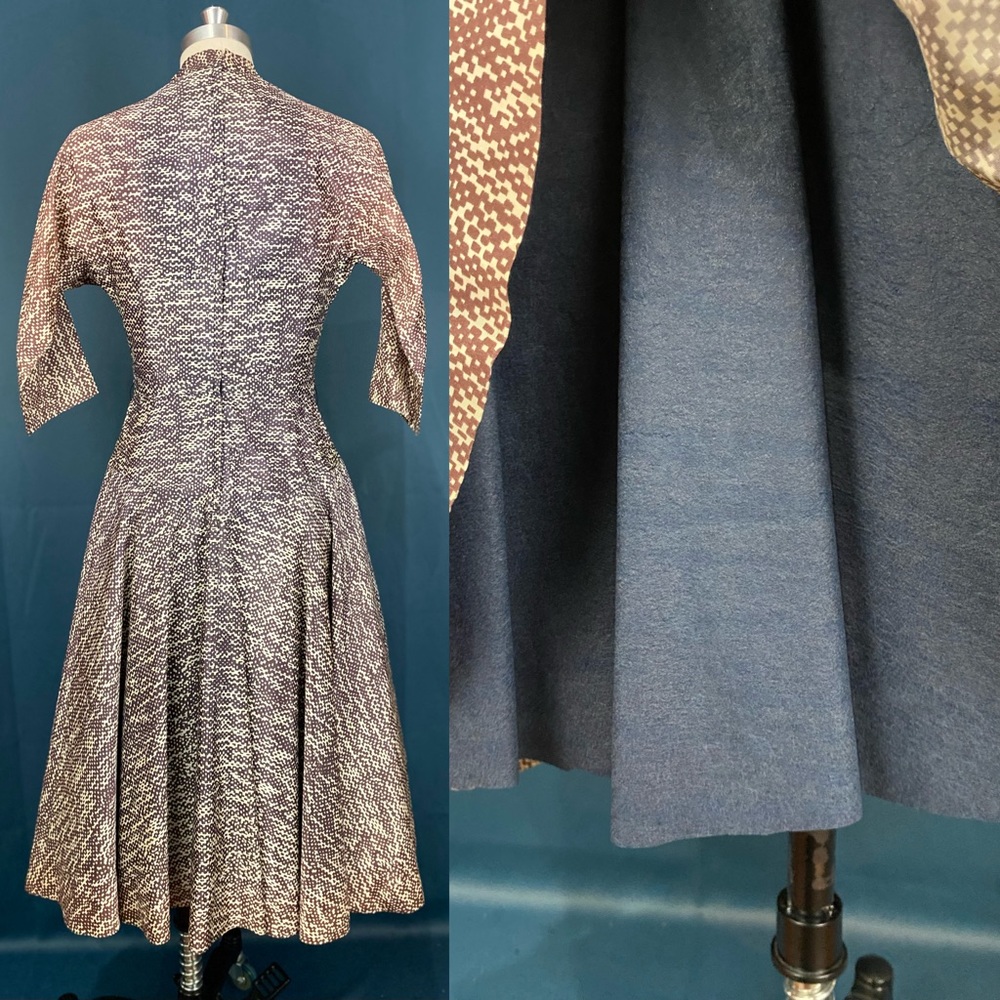 Vintage 50s Patterned Swing Dress - Picture 3 of 11